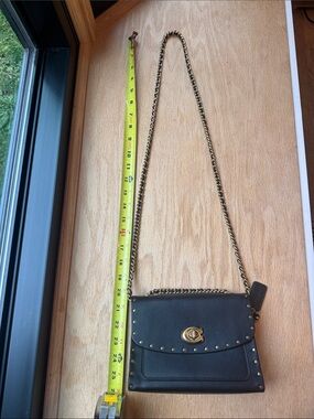 Coach Black Leather Chain-Handle Shoulder Bag with Gold Hardware